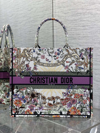 D*or book tote  ecru multicolor 42x18x35cm