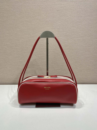 Pra*a swing smooth leather shoulder bag 28x11.5x10cm
