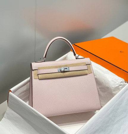 HERMÈS Kelly Silver-tone Hardware 25