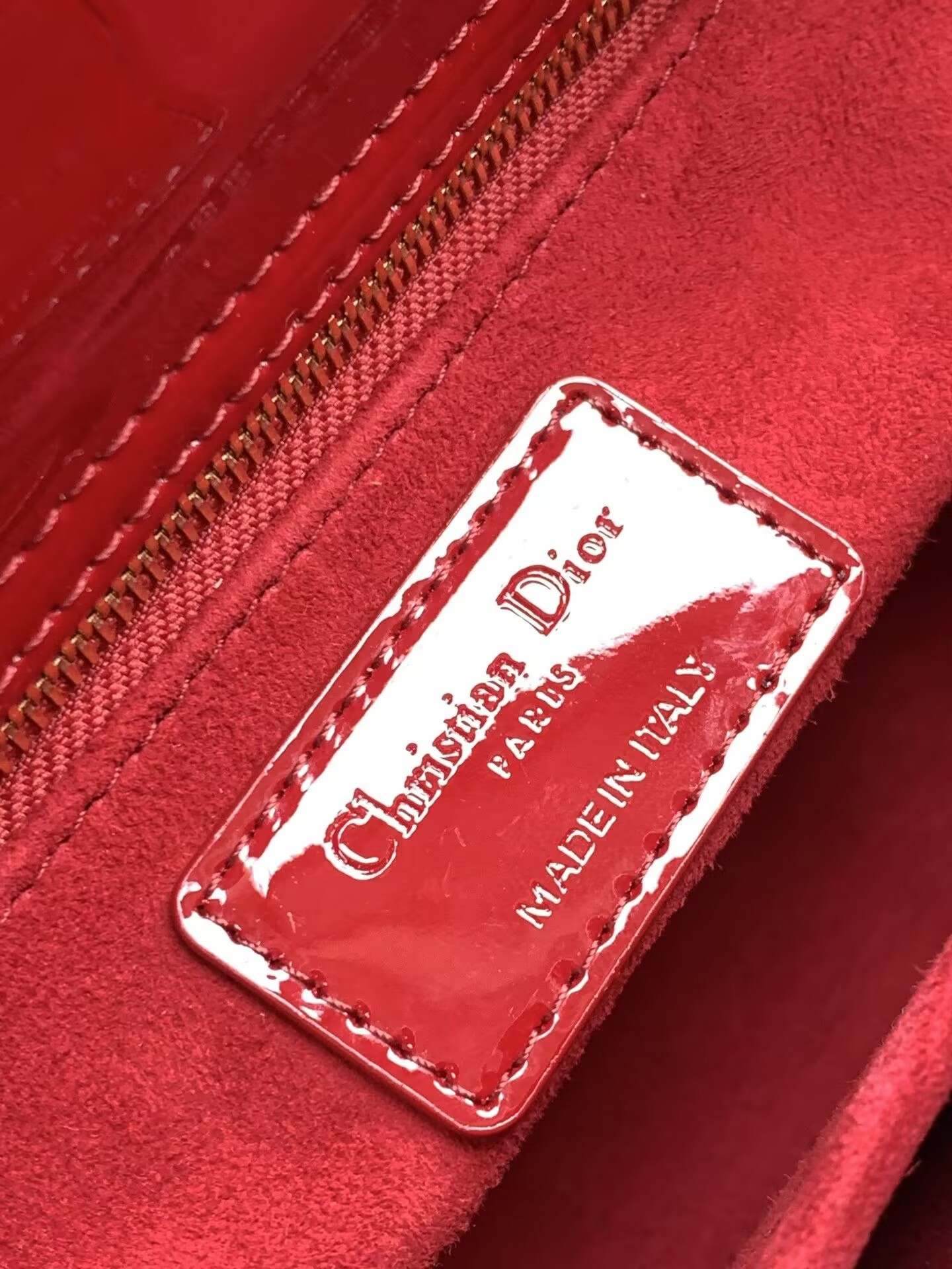small lady D*or my abcD*or bag red patent 8 x 6.5 x 3 inches