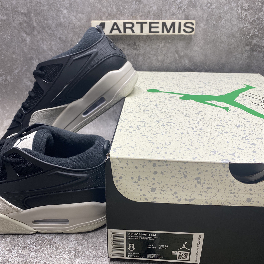 UA Jordan 4 RM Black Light Bone