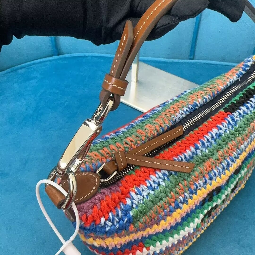 Miu Miu Multicolored Crochet Pouch 19x14x10cm