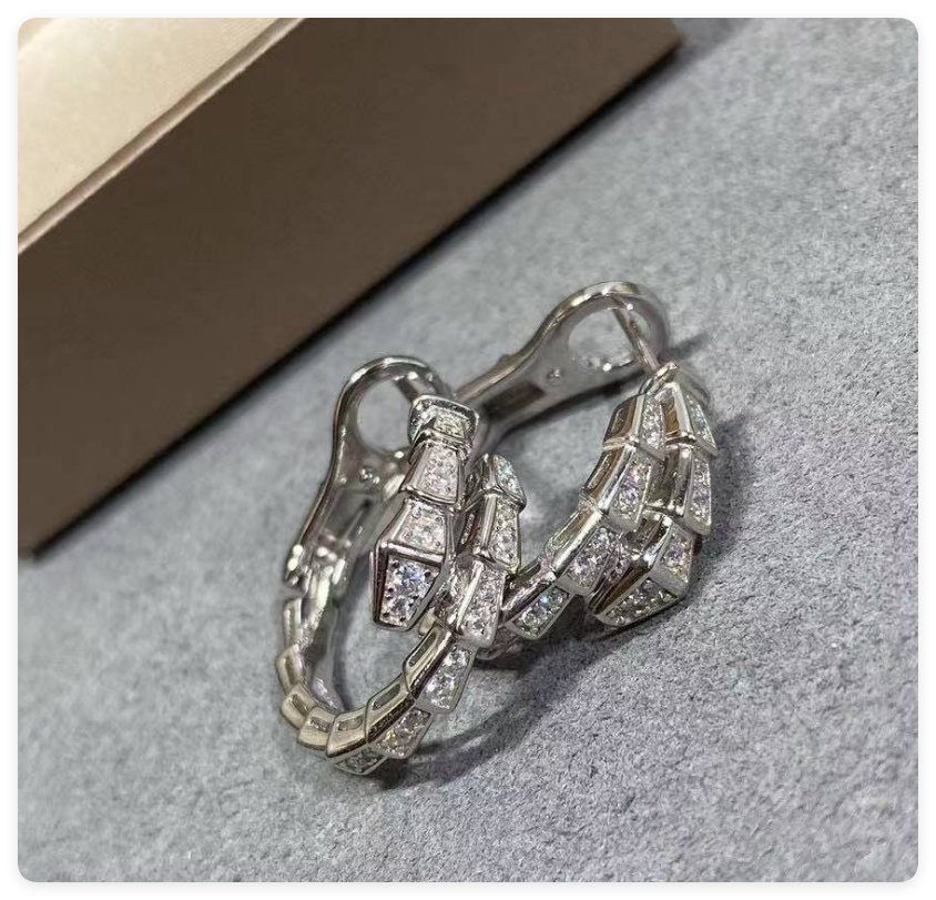 b*l*ai full-Di*m*nd snake earrings