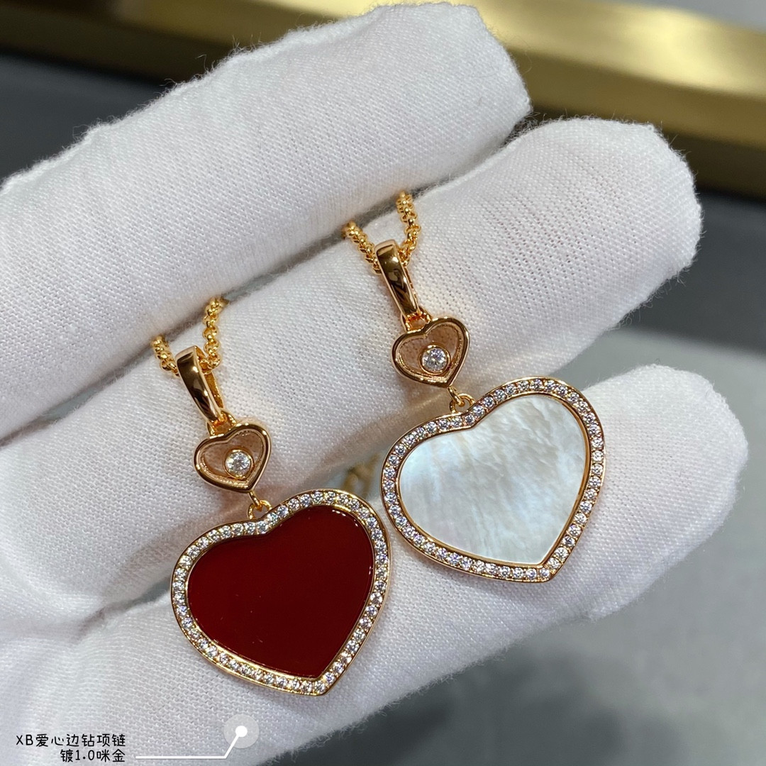 chopard heart-shaped edge Di*m*nd mother-of-pearl necklace