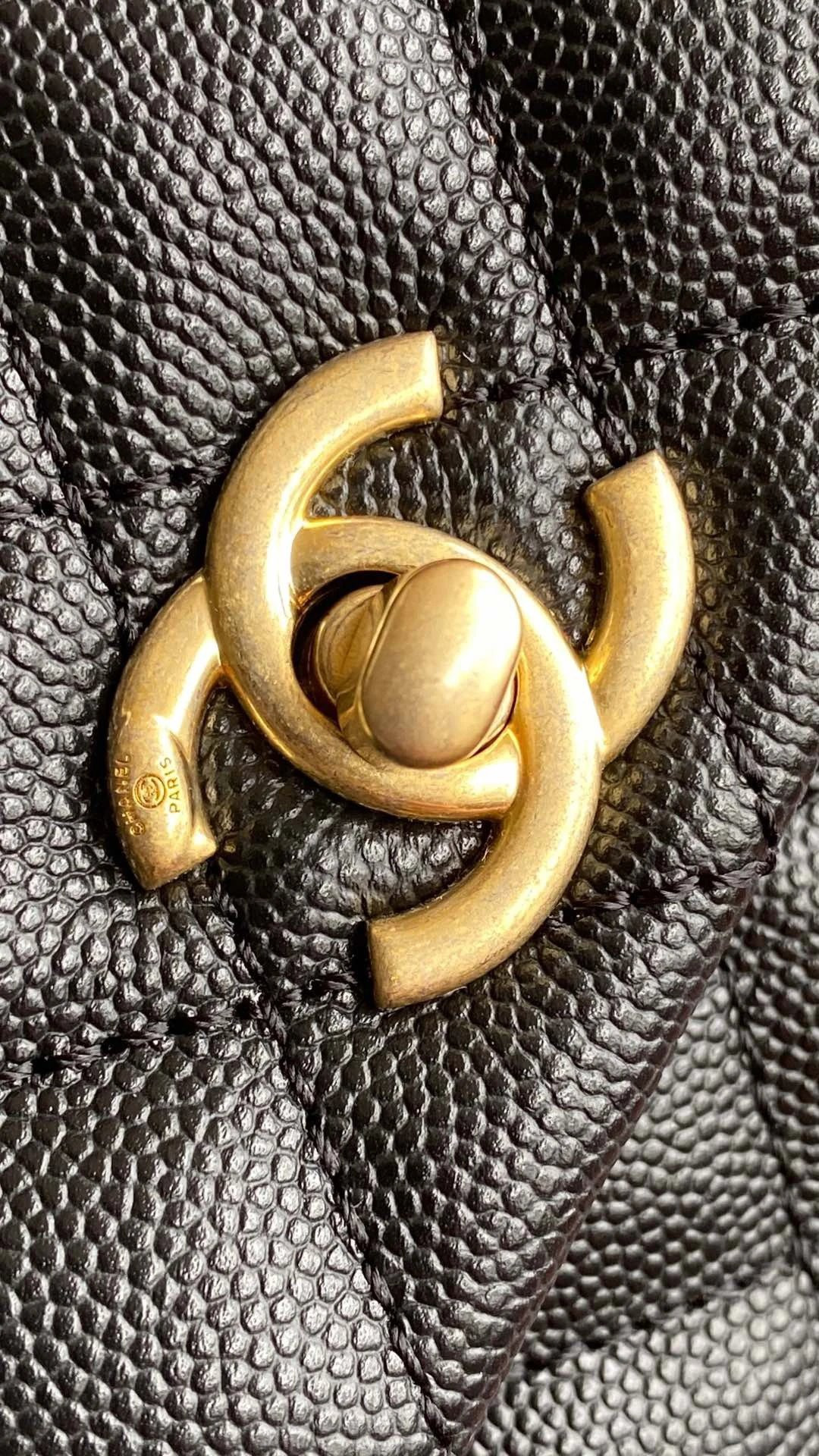 Ch*el flap bag with top handle
