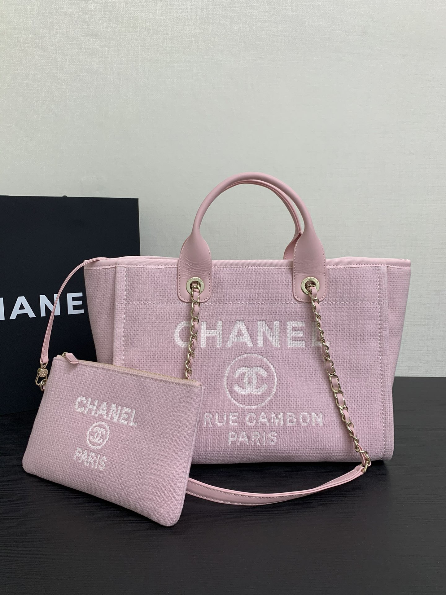 Ch*el deauville tote shopping bag 39x13x22cm