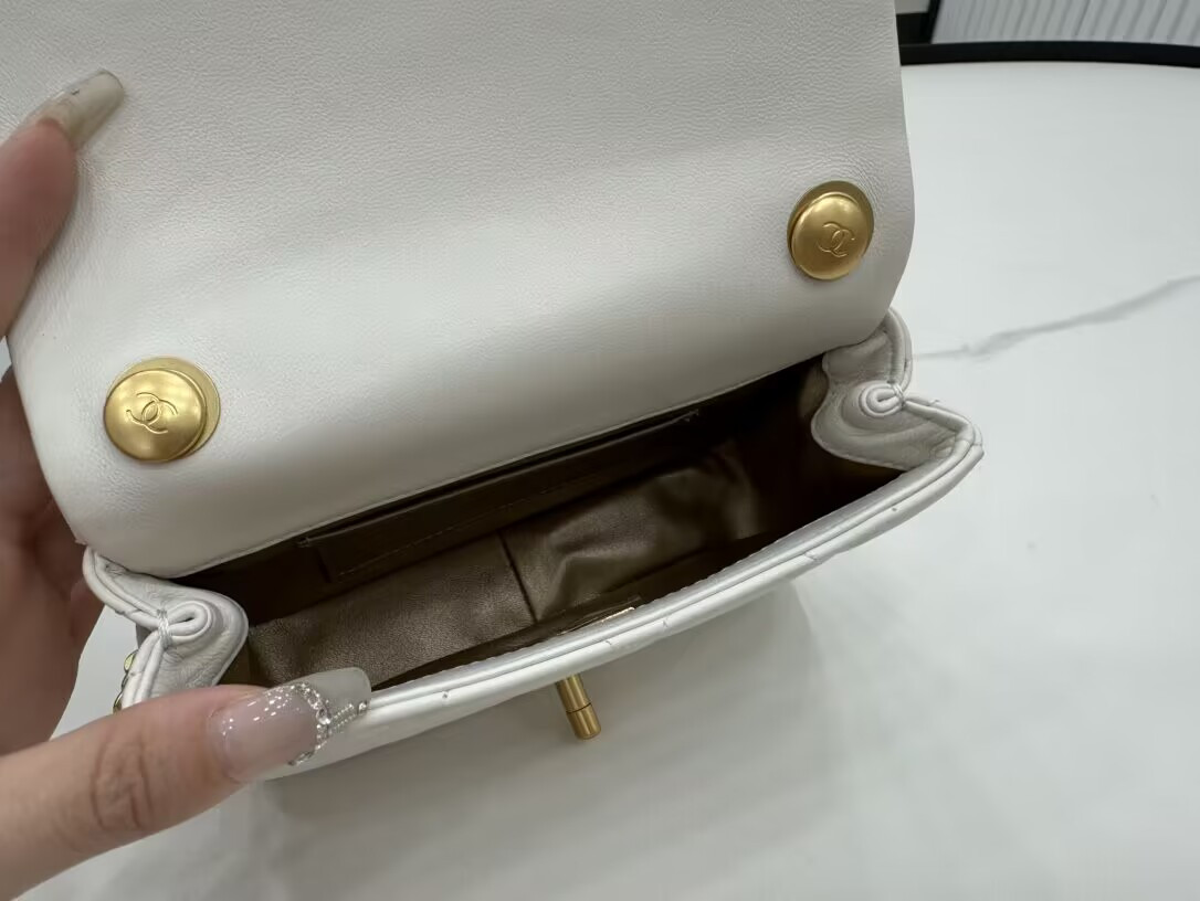 Ch*el mini classic handbag pearl chain 11.5x17x5cm