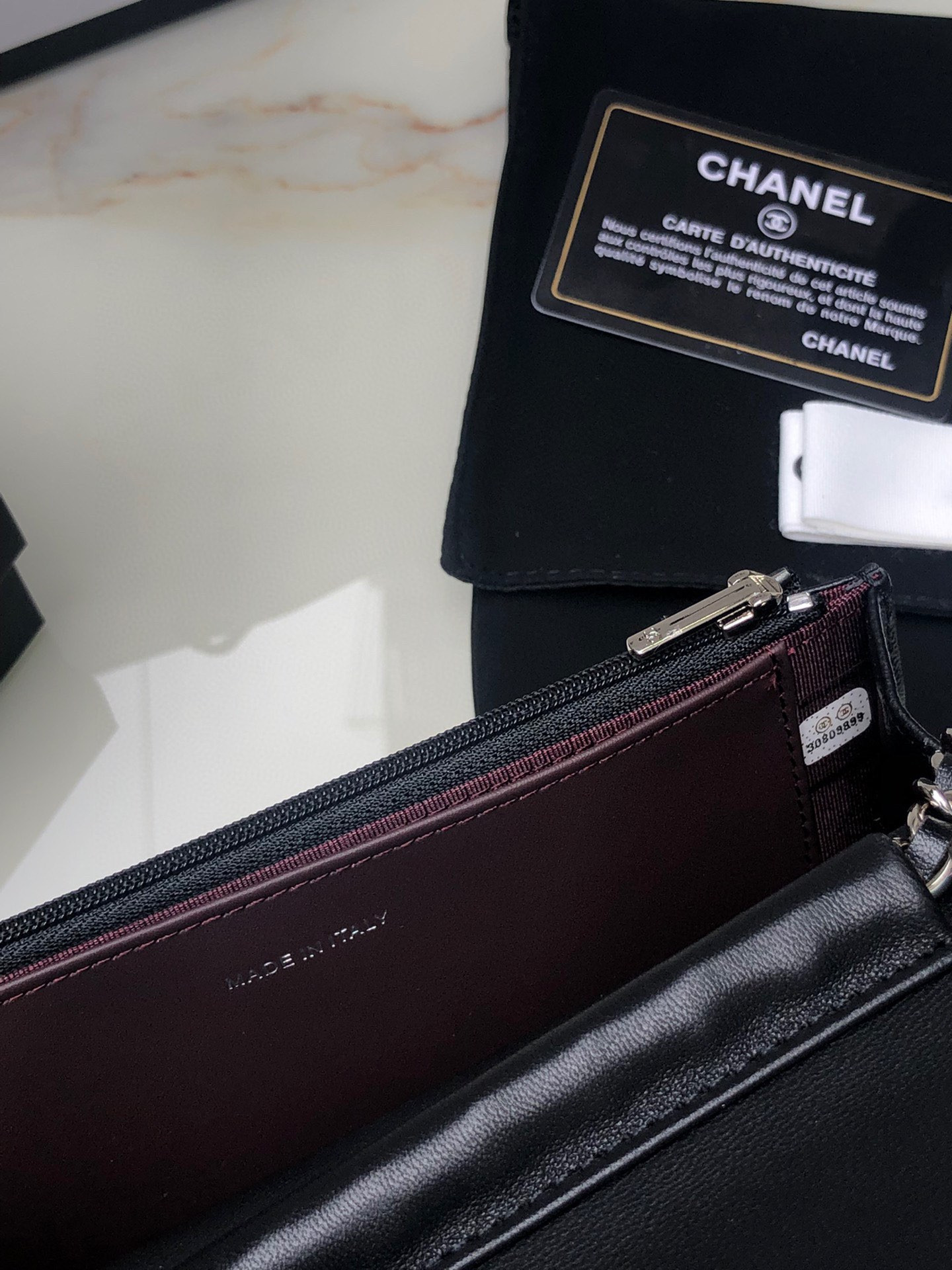 Ch*el classic wallet on chain 4.8 × 7.5 × 1.4 in