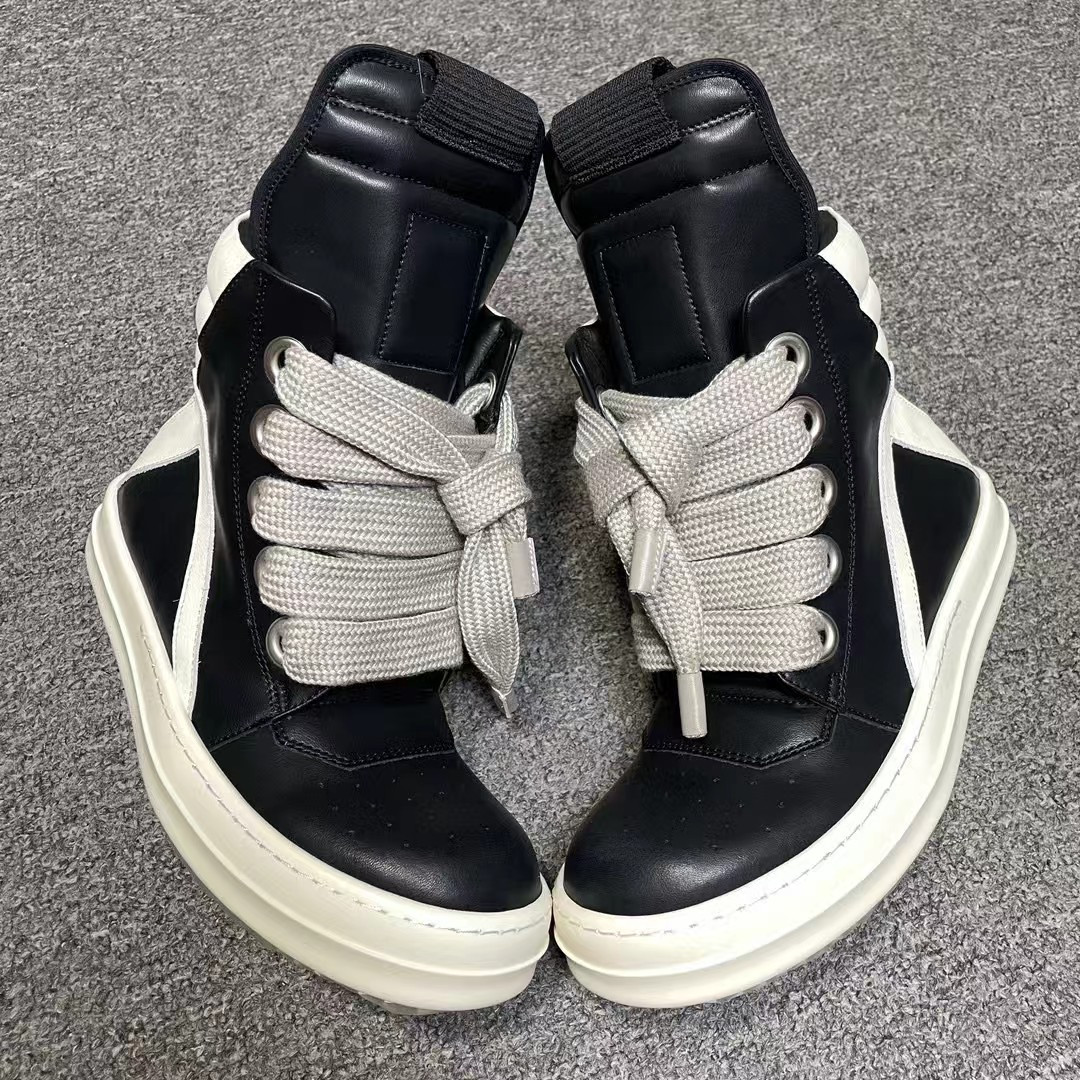UA Rick Owens Geobasket High Black White 21ss