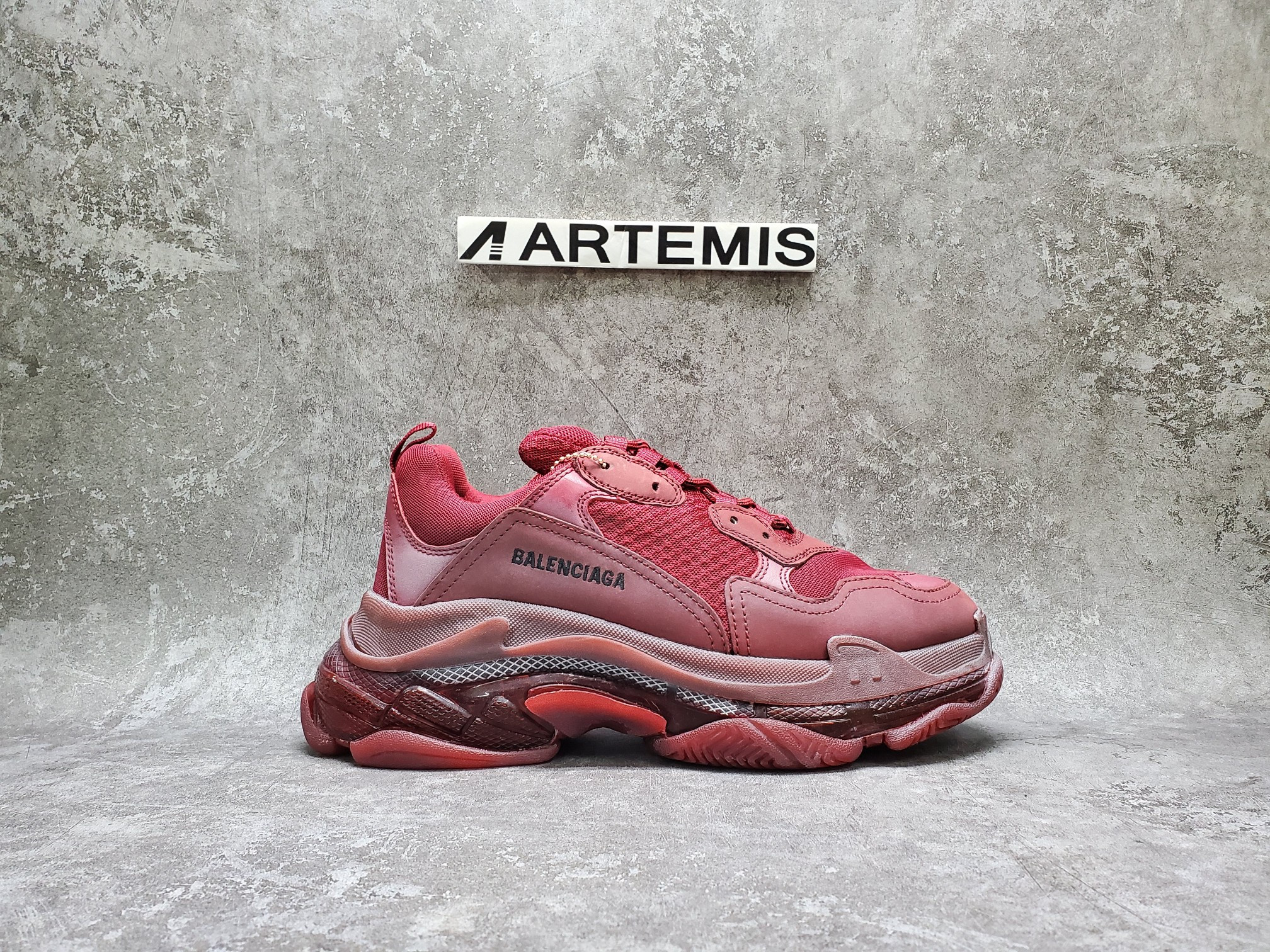 Balenciga Triple S Burgundy Red