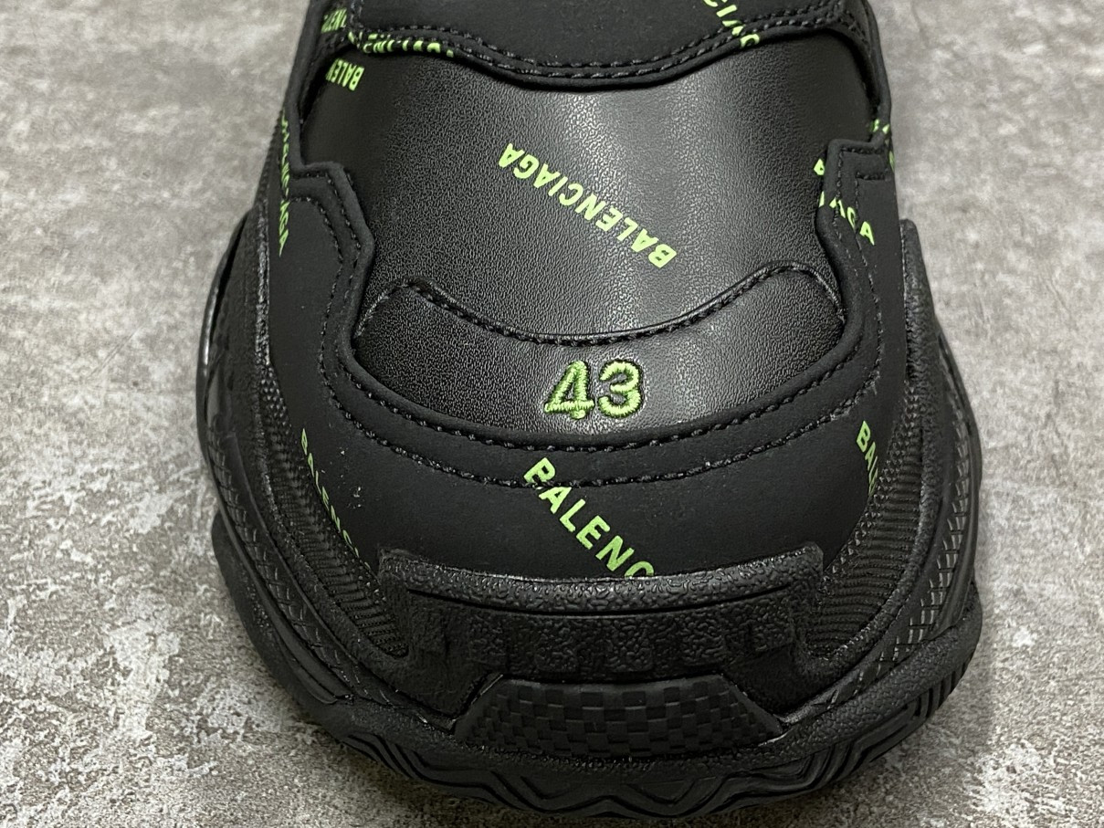 Balenciga Triple S Allover Logo Black Green