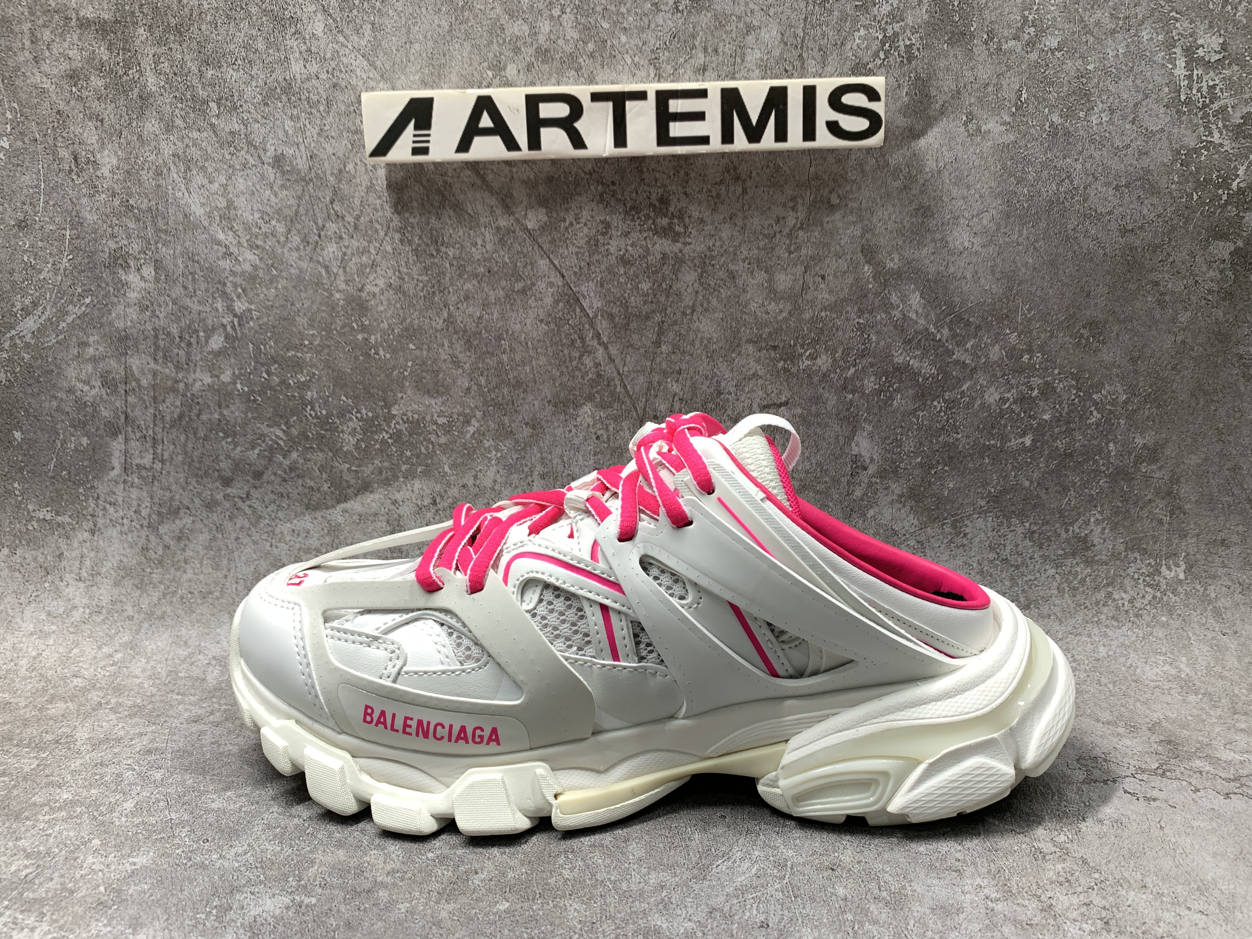 Balenciga Track Mule White Pink