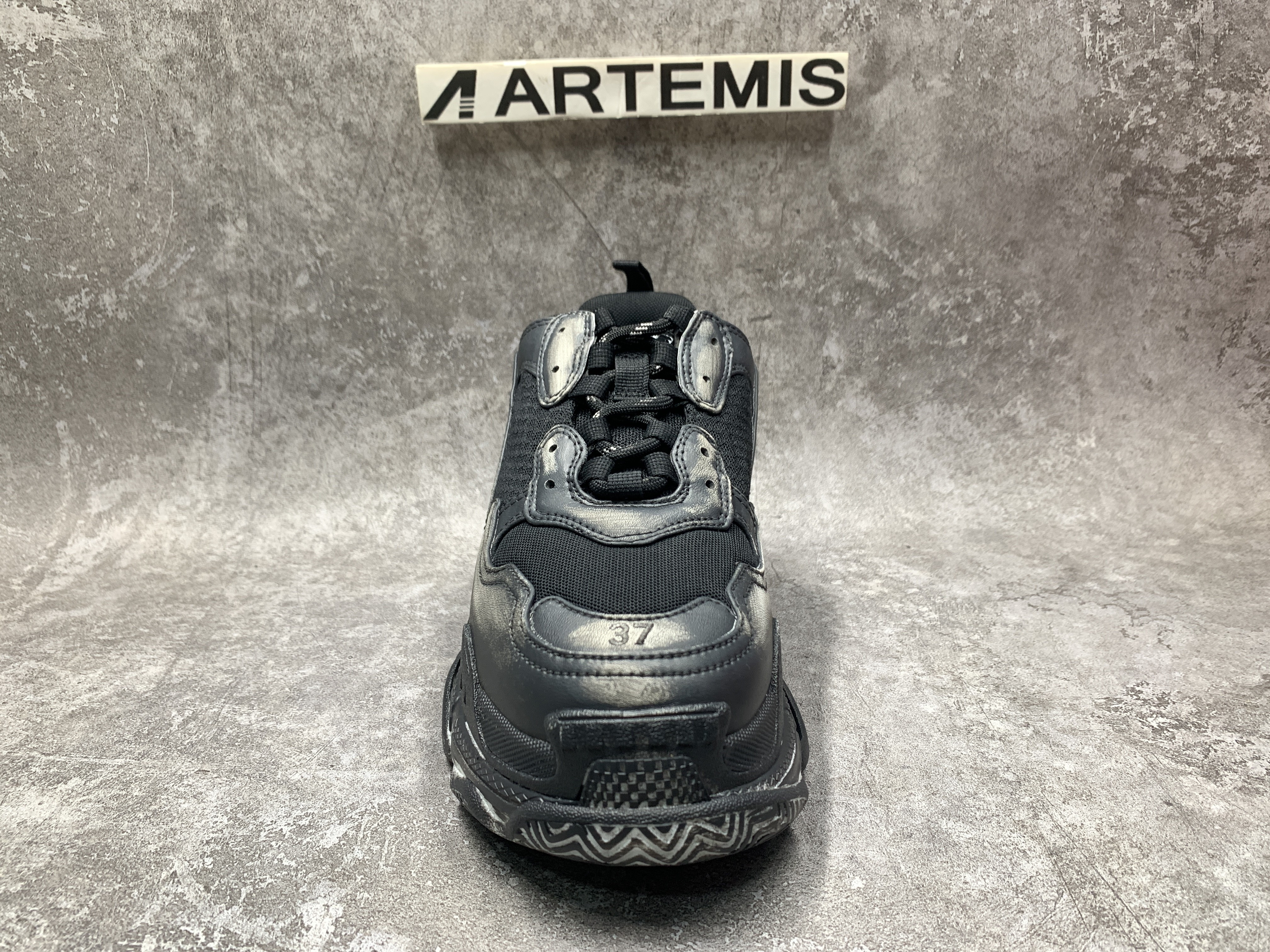 Balenciga Black Faded Triple S Sneakers