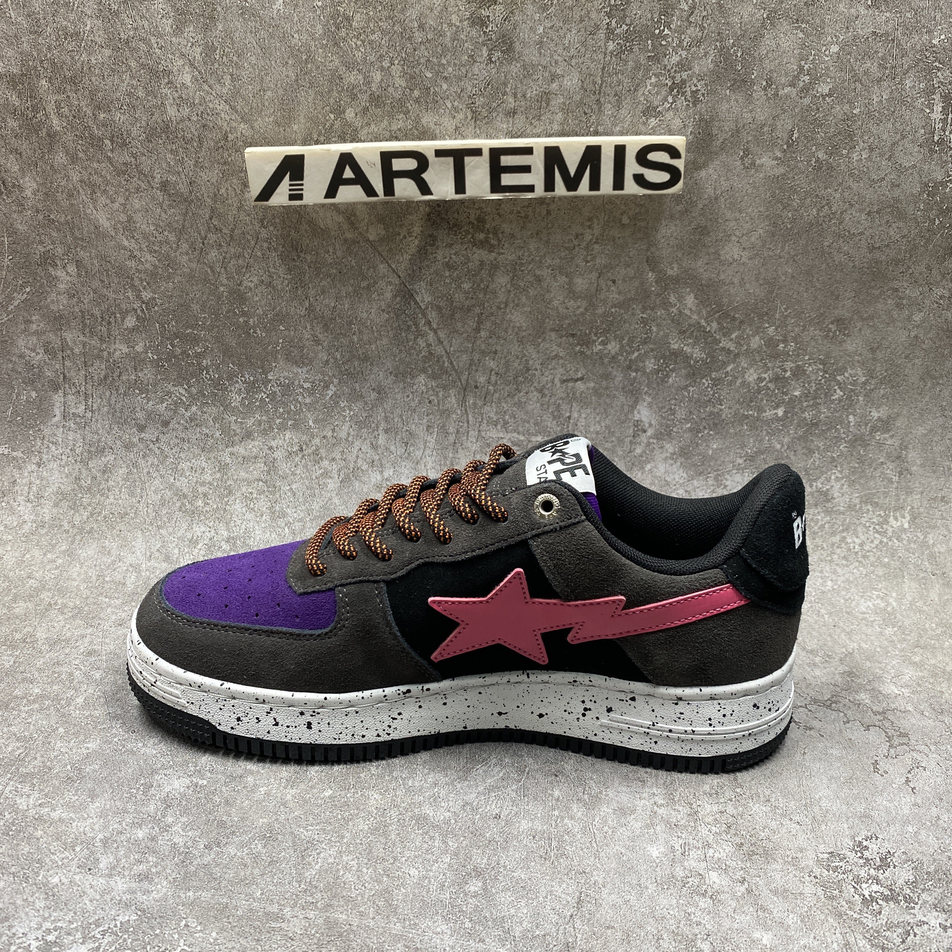 BP Sta Black Grey Pink Suede