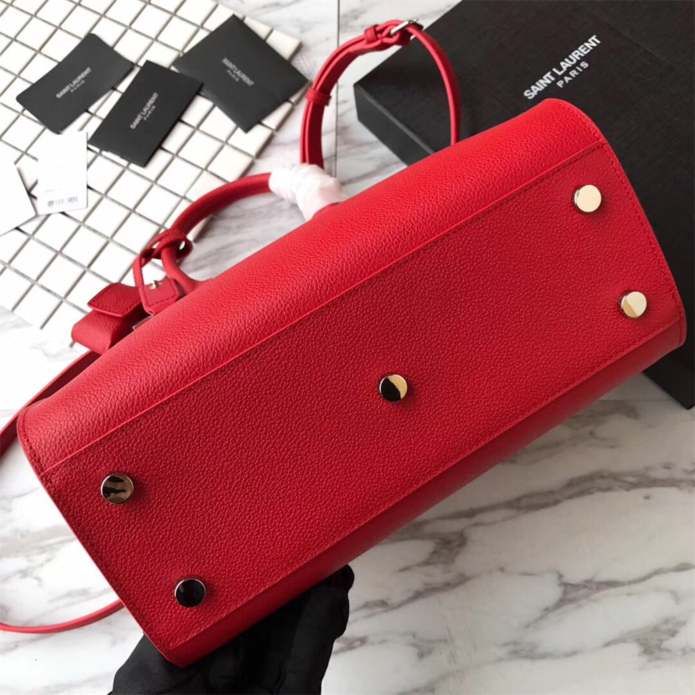 Y*L sac de jour baby in grained leather shiny red