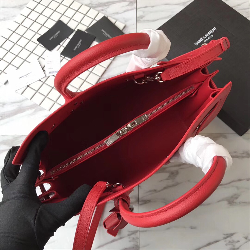 Y*L sac de jour small in grained leather red