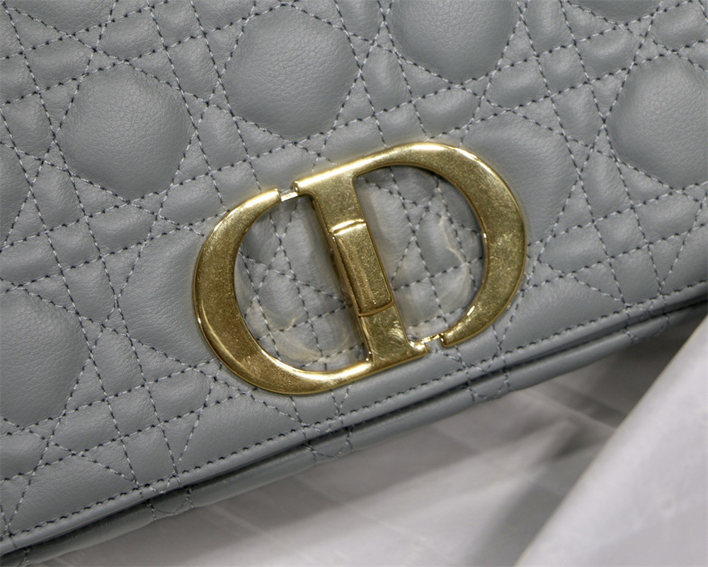medium d*or caro bag ethereal gray S*pple cannage calfskin 25.5 x 15.5 x 8 cm