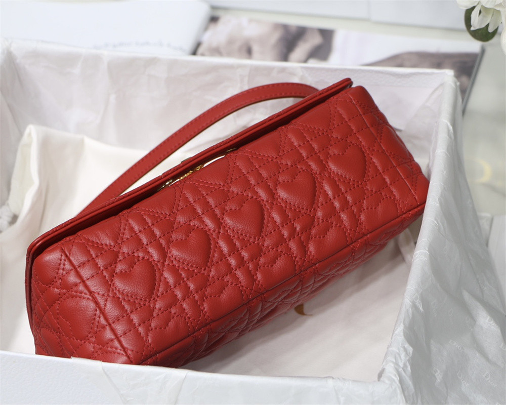 medium D*or caro bag amour red 25.5 x 15.5 x 8 cm