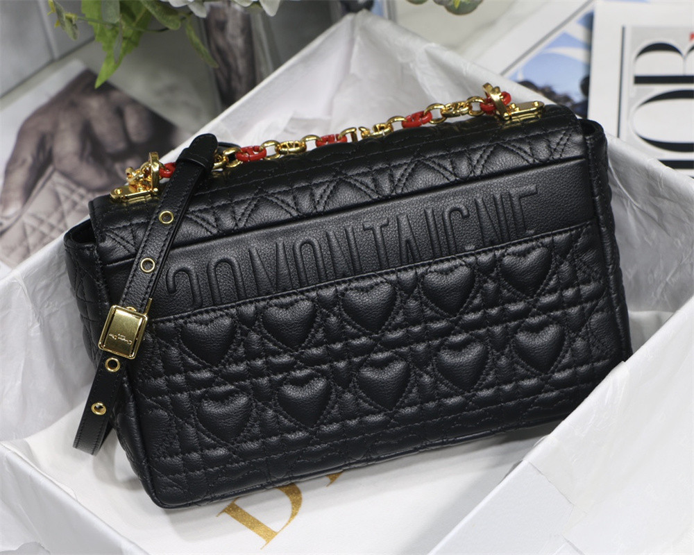 medium D*or caro bag amour black 25.5 x 15.5 x 8 cm
