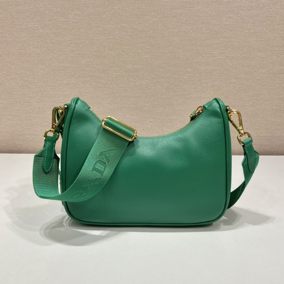 Pra*a re-edition 2005 saffiano leather bag green
