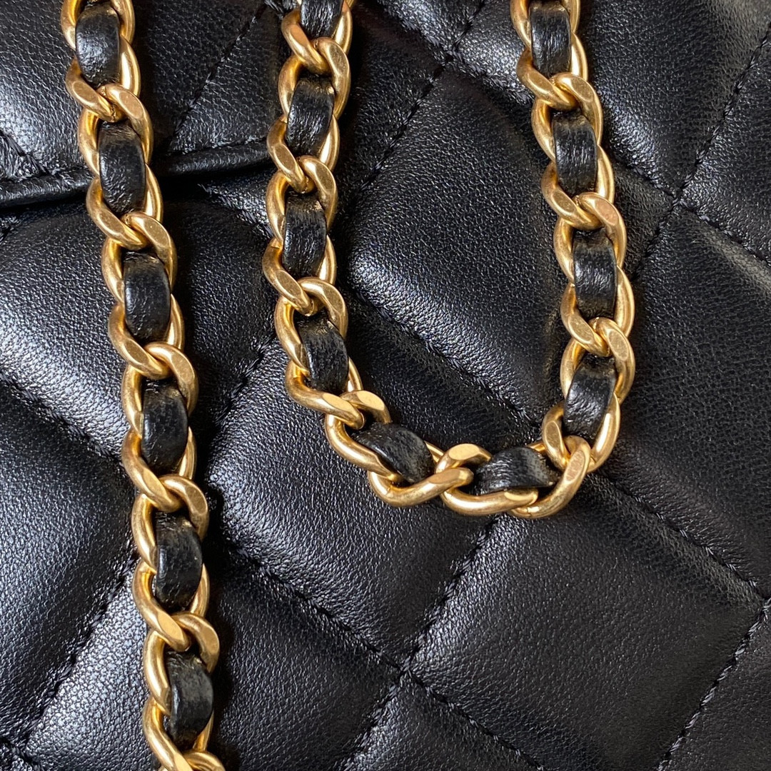 Ch*el baguette bag black 4.5 × 9.4 × 1.8 in