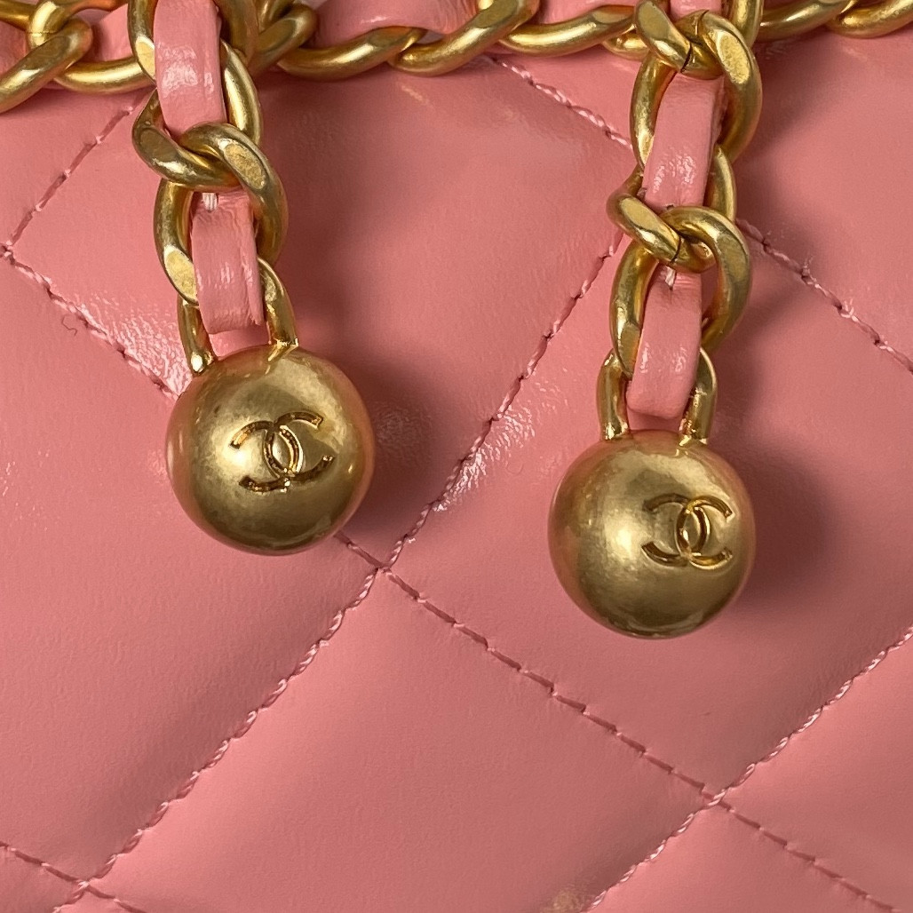 Ch*el mini flap bag pink 12×19×8cm