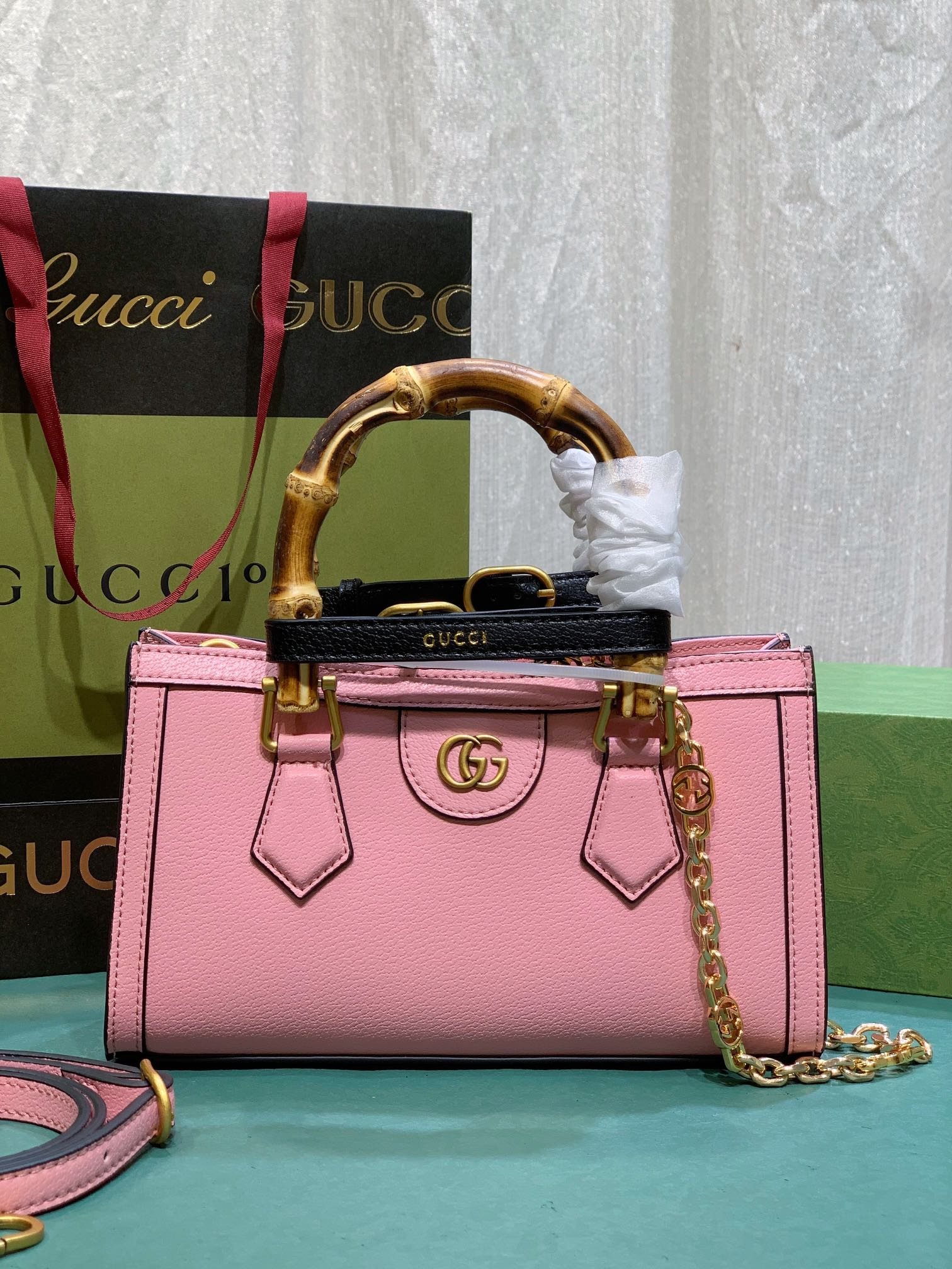 G*u*i diana small shoulder bag pink 25w x 16h x 9d cm
