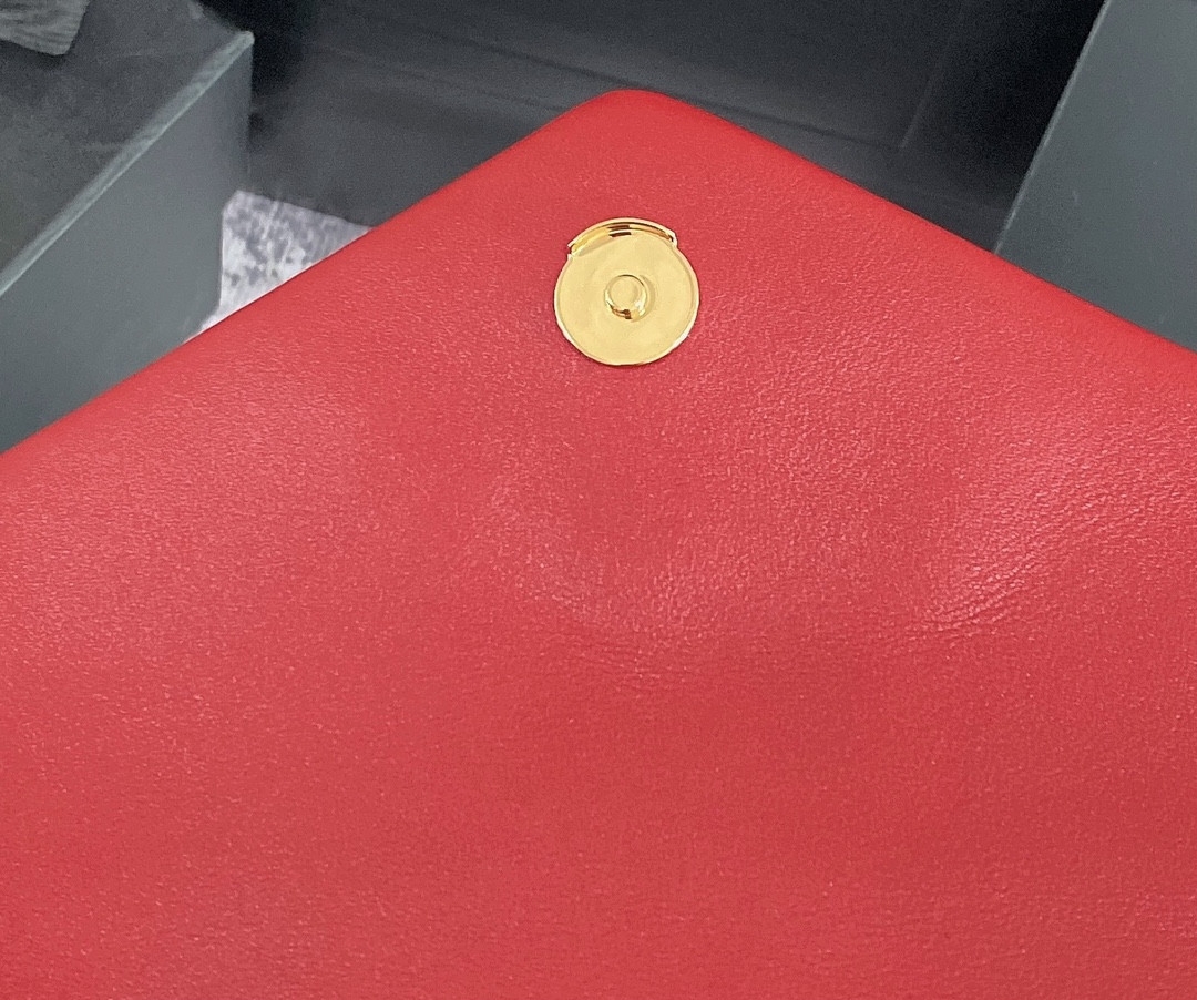Y*L loulou medium in quilted leather red 12.5 x 8.6 x 3.5 inches
