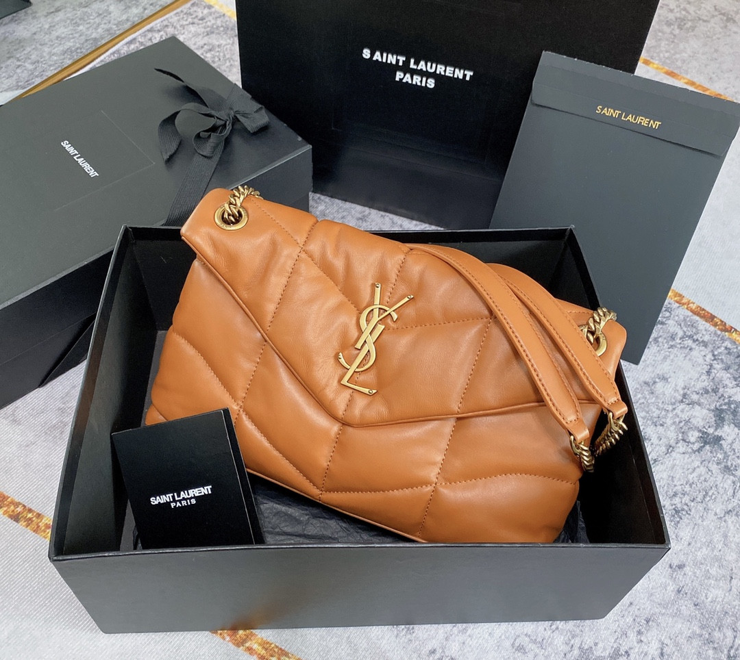 Y*L puffer small in nappa leather orange 11.4 x 6.6 x 4.3 inches
