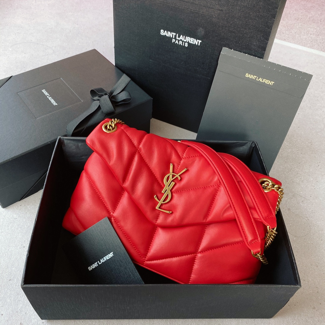 Y*L puffer small in nappa leather red 11.4 x 6.6 x 4.3 inches