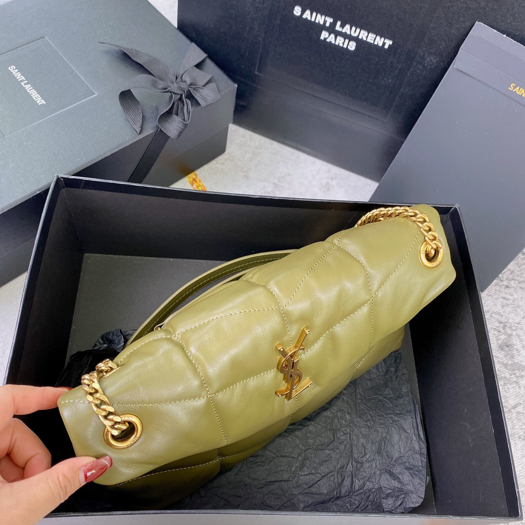 Y*L puffer small in nappa leather dark green 11.4 x 6.6 x 4.3 inches