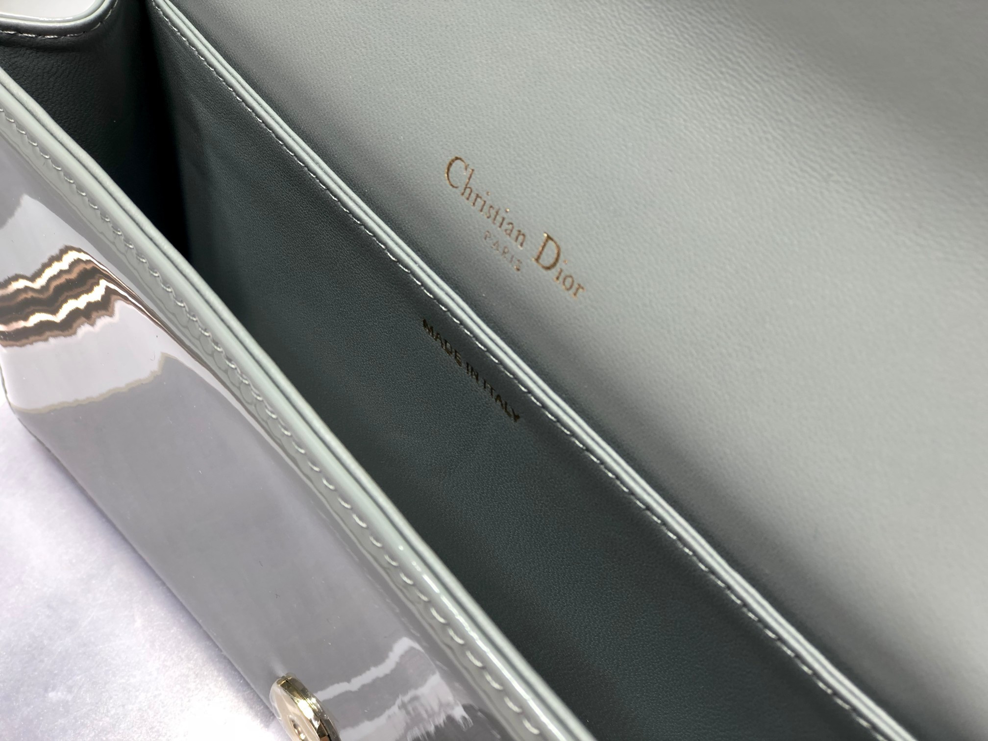 lady D*or pouch  cloud blue cannage 8.5 x 4.5 x 1 inches