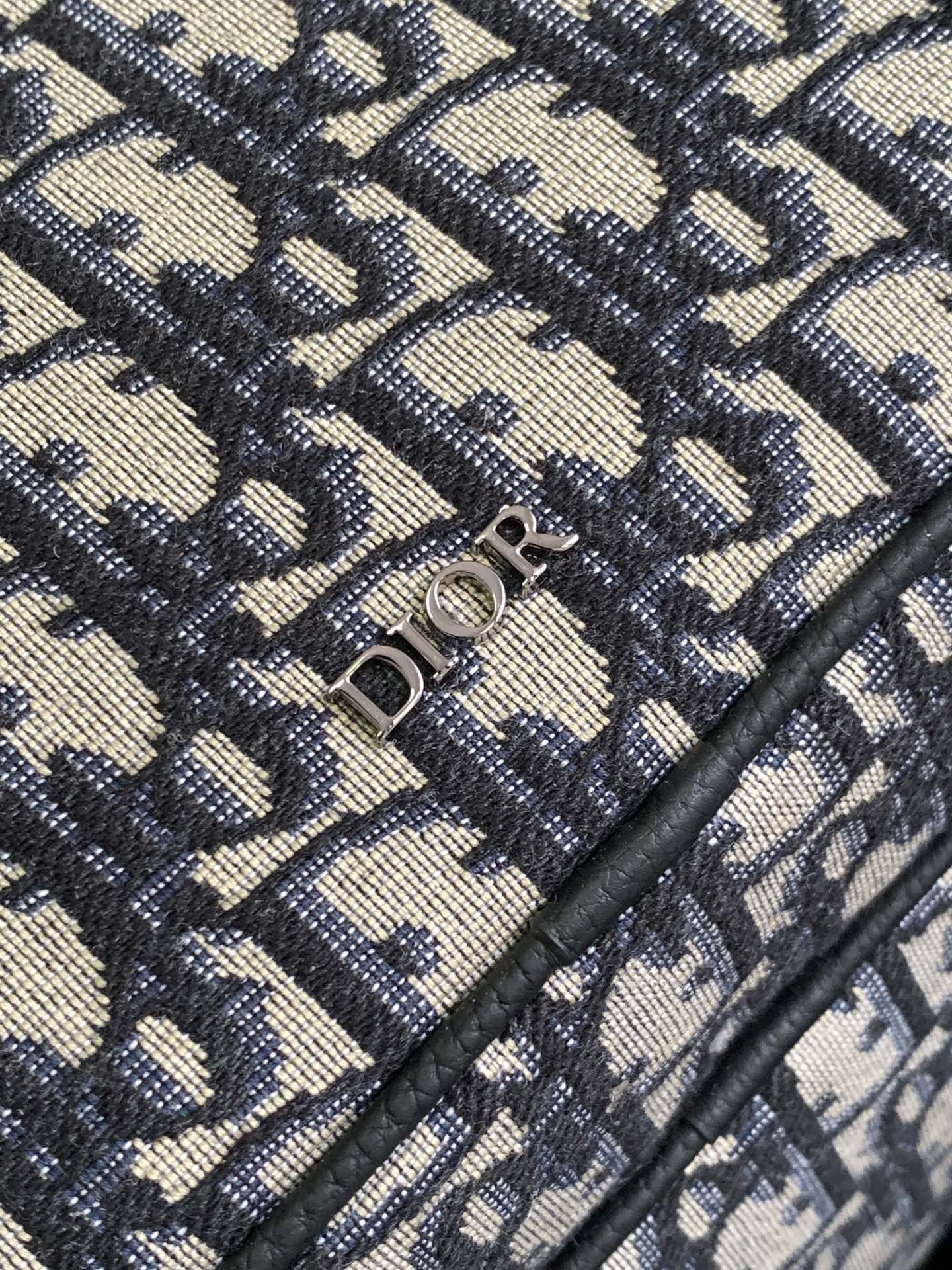 D*or safari backpack  beige and black D*or oblique jacquard 11 x 16 x 5.5 inches