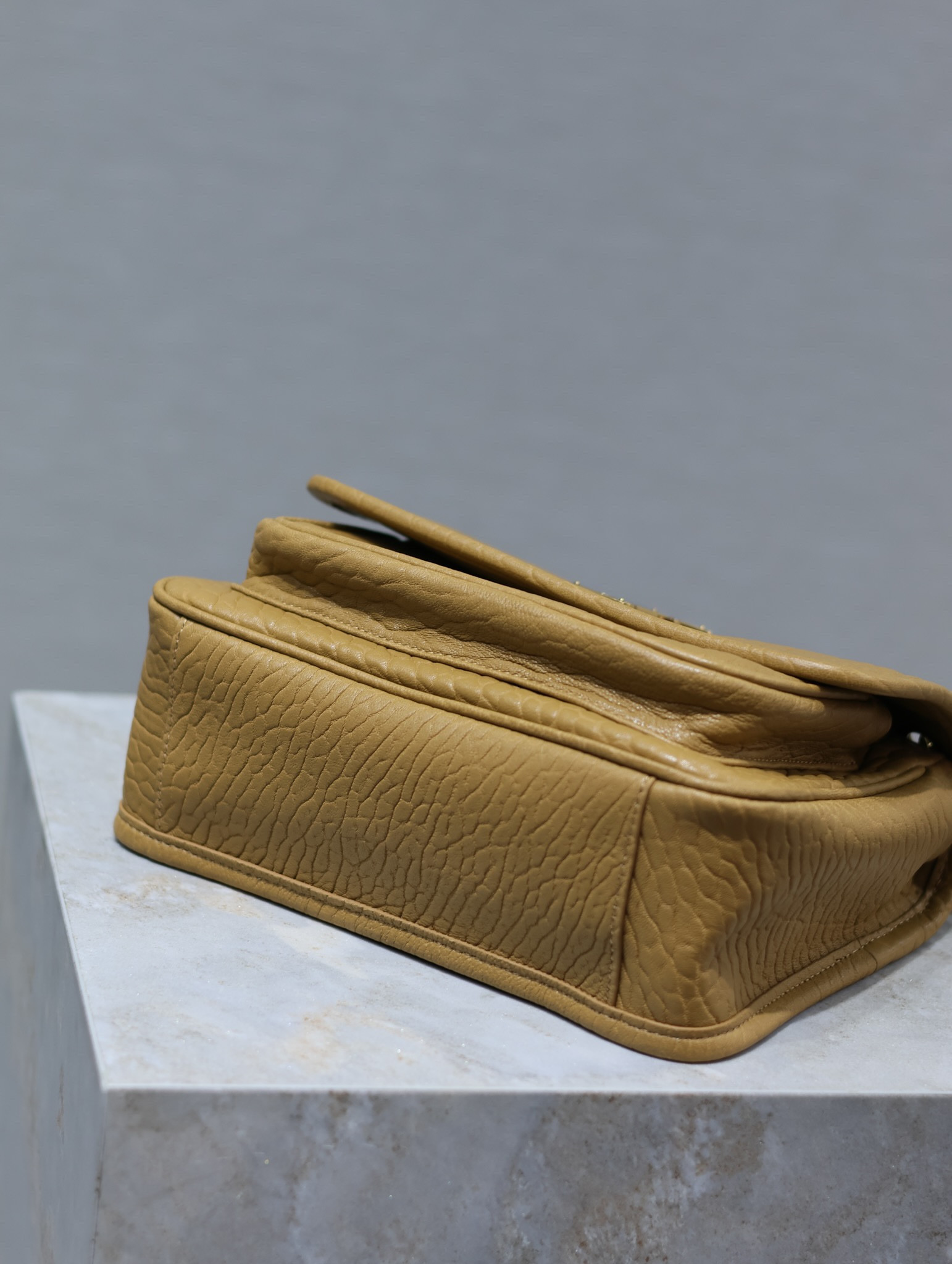 Y*L niki baby in vintage leather dark cork 8.2 x 6 x 2.9 inches