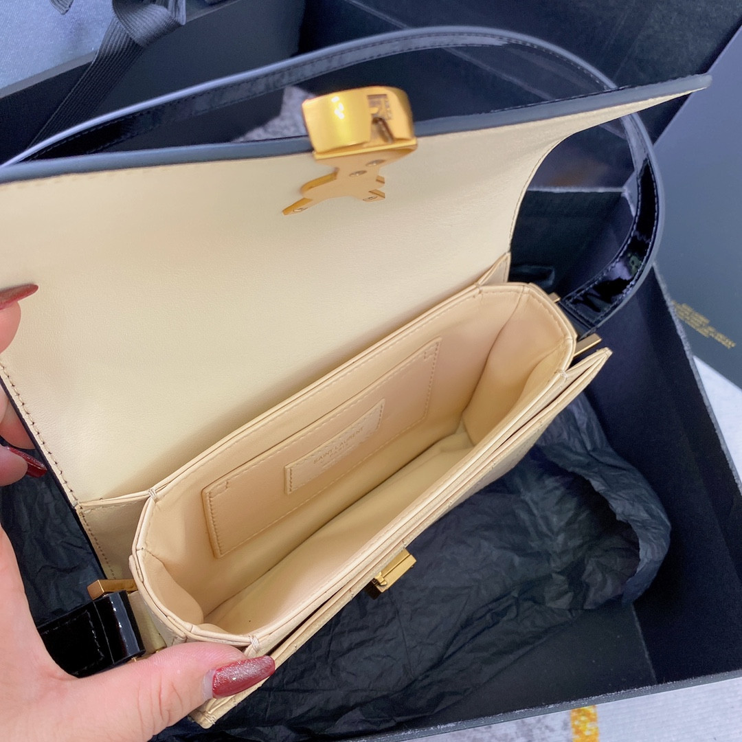 y*l solferino small satchel in box Sa**t Lau*nt 7.4 x 5.1 x 1.9 inches