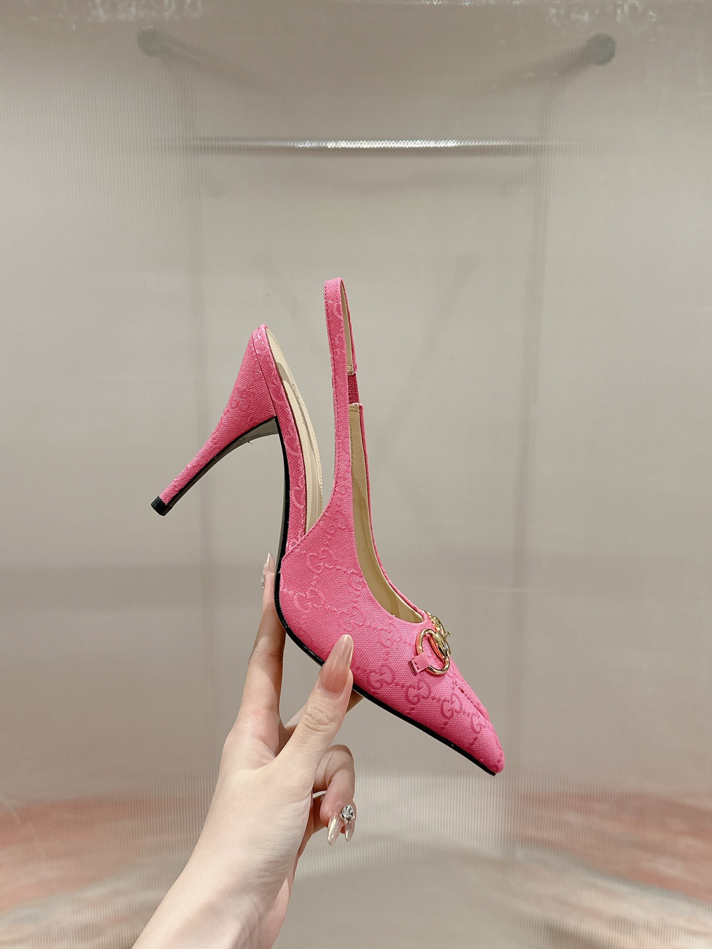 ua G*u*i horsebit slingback pump high heel