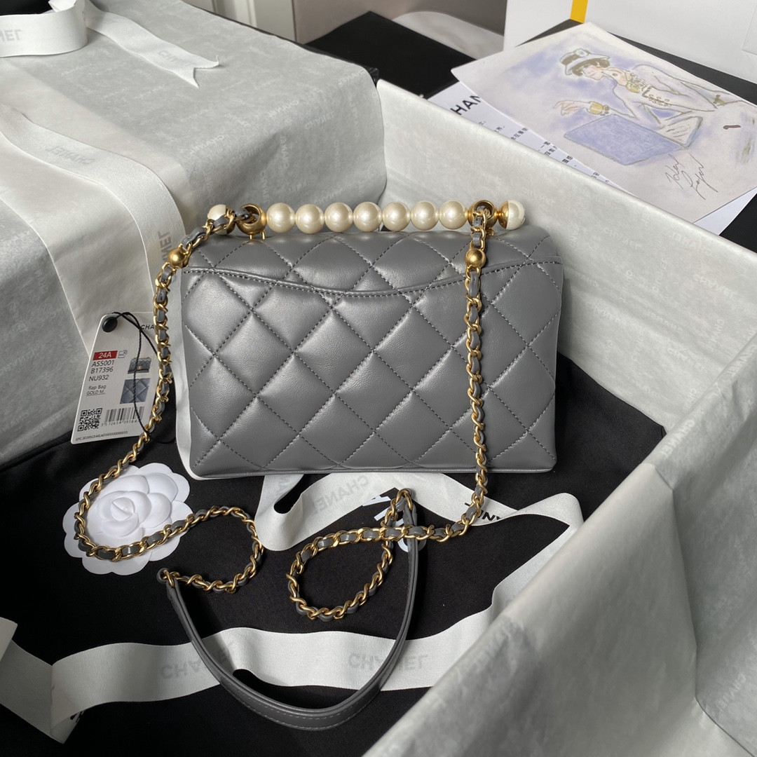 Ch*el mini flap bag with top handle 12.5×19×7cm