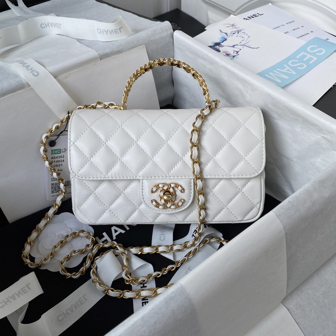 Ch*el mini classic handbag with top handle 12 × 20 × 6 cm