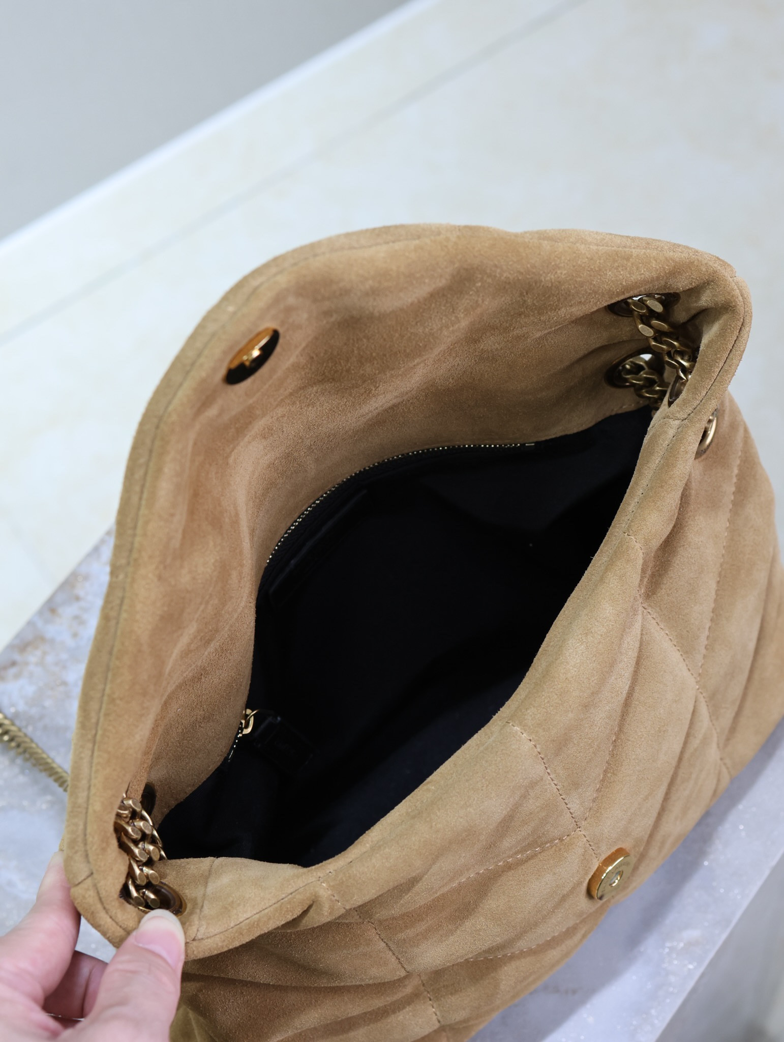Y*L loulou small puffer (suede)  29 x 17 x 11cm