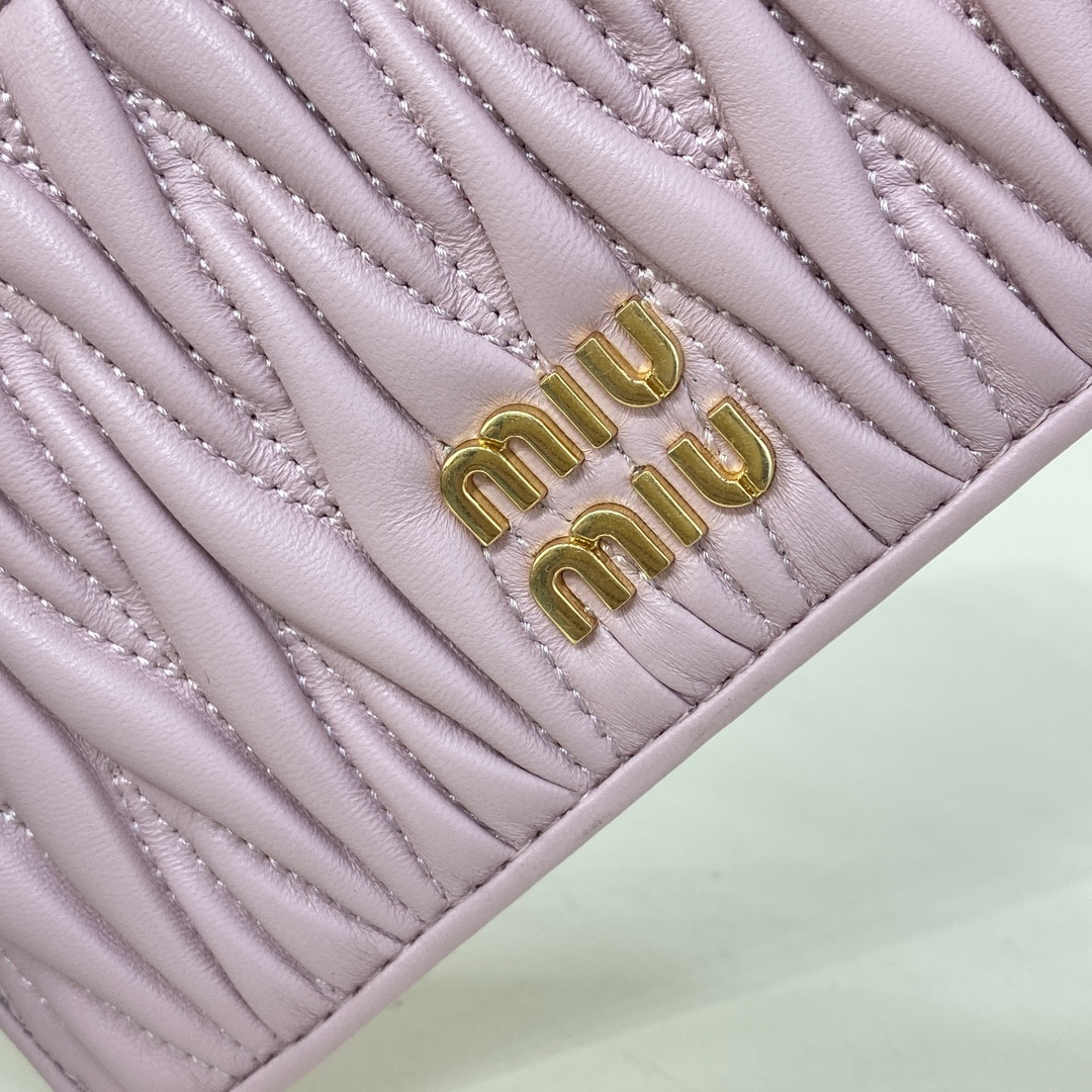 Miu Miu Matelassé nappa leather card holder 8X15cm
