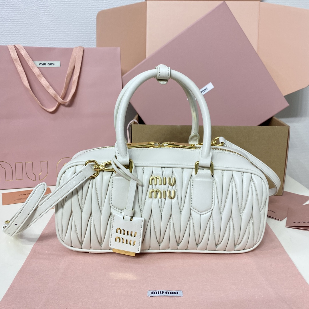 Miu Miu Arcadie matelassé nappa leather bag 12x27x9cm