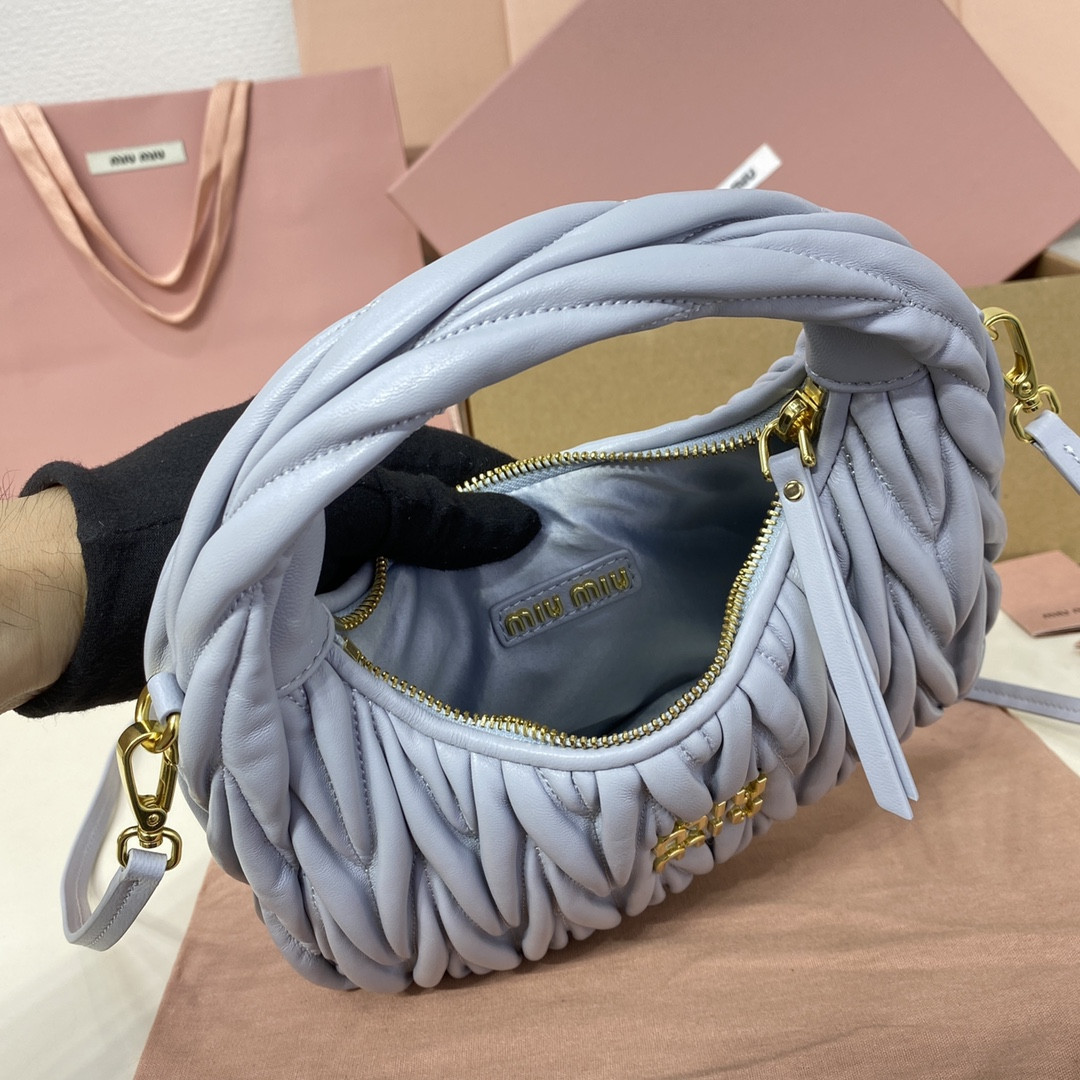 Miu Miu Wander matelassé nappa leather hobo bag 17x20x6cm