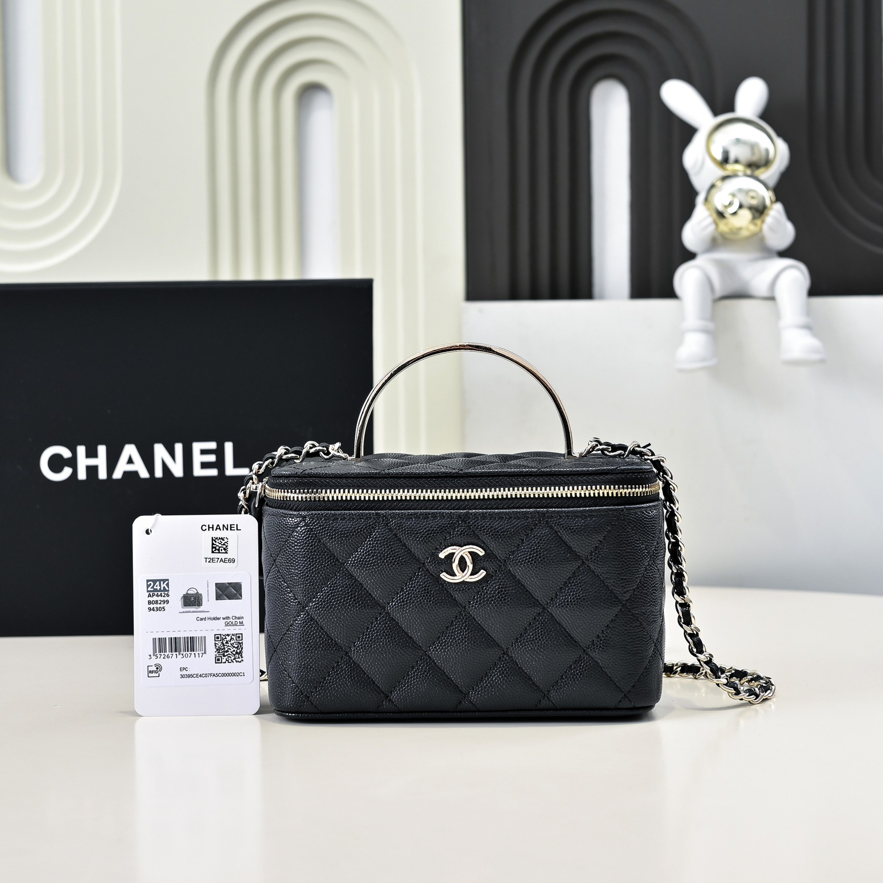 Ch*el clutch with chain 10x16x8cm