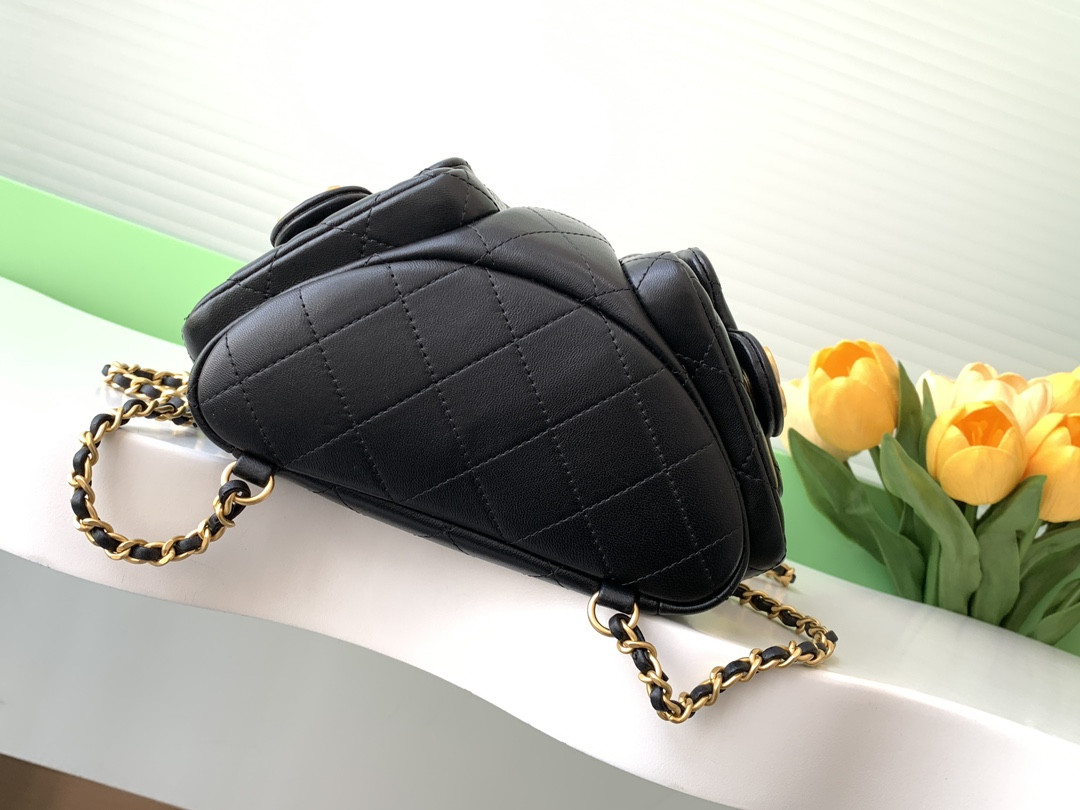 Ch*el backpack shiny lambskin 24.5x18x8cm