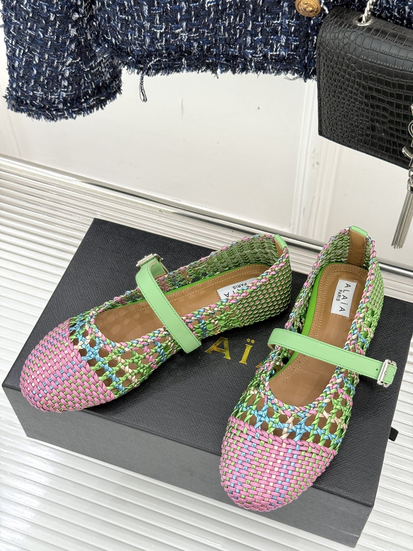 UA Alaïa Hollow Woven Mary Jane Flats(Customized Size 7-10 days production time)