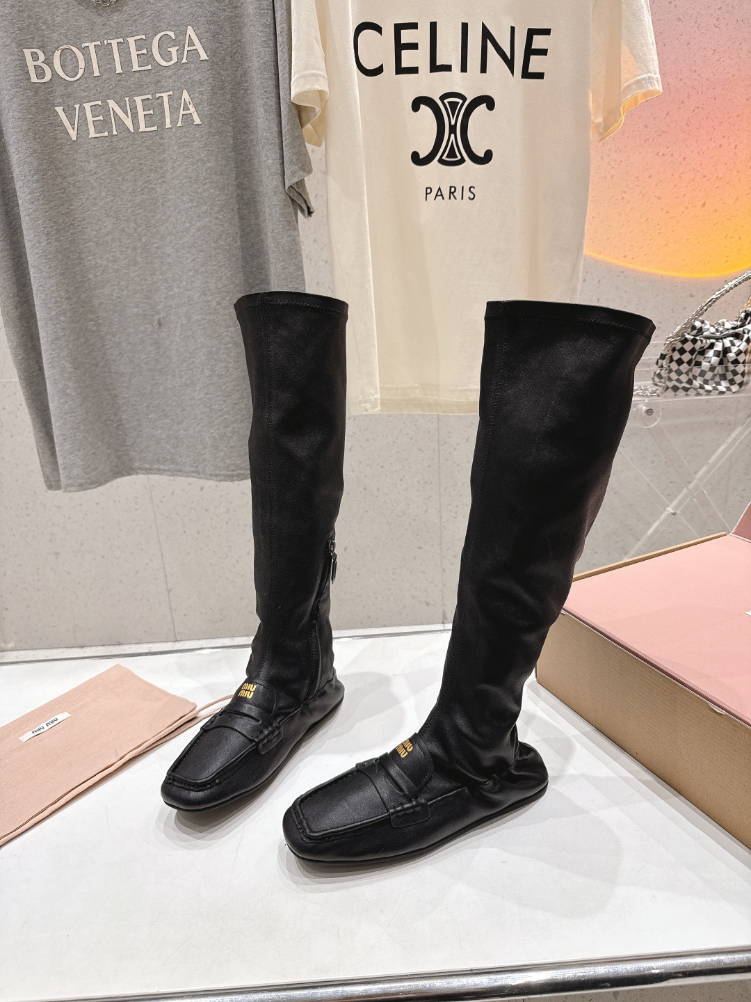 UA Miu Miu Ruches Nappa Leather Boots