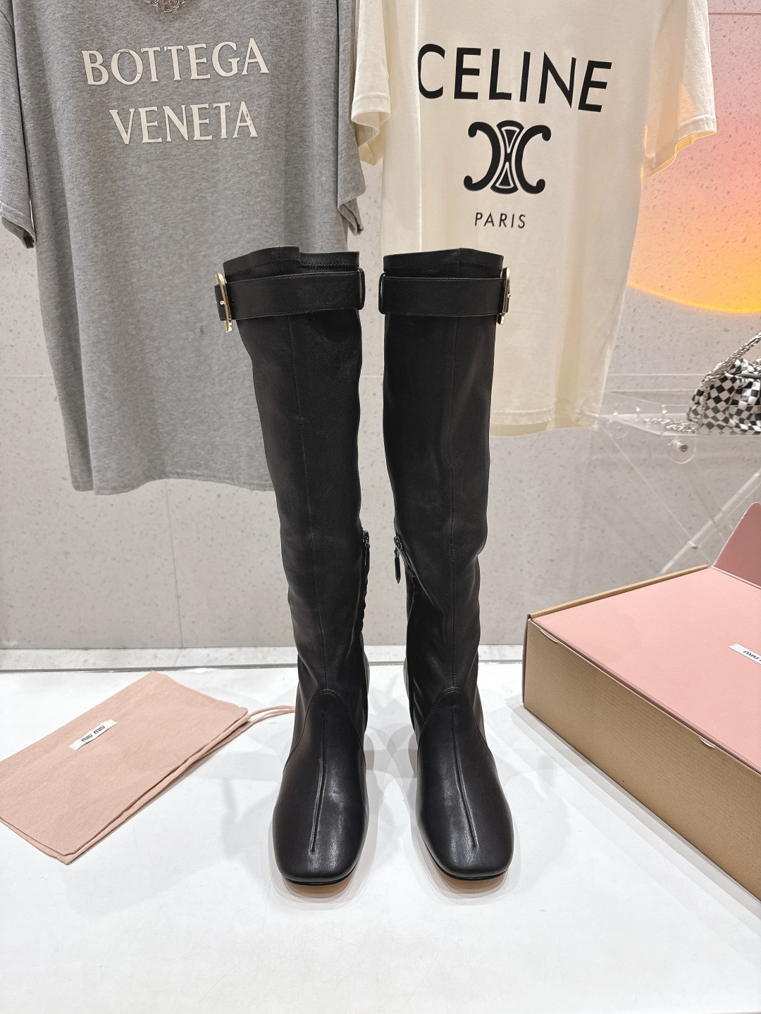 UA Miu Miu Nappa Leather Boots With Buckle 7cm Heel